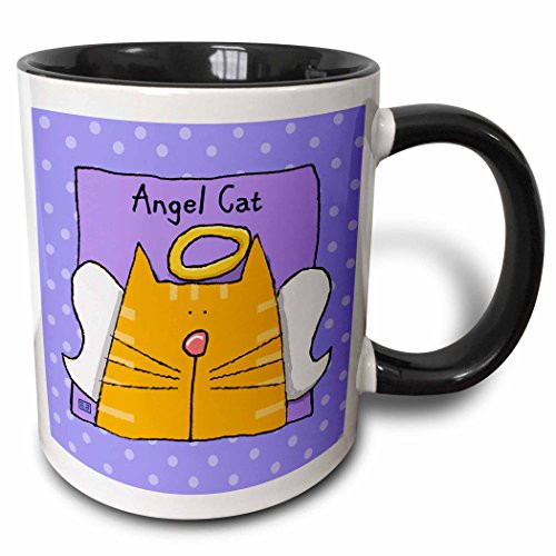 3dRose mug_36663_4"Angel Orange Tabby Cat Cute Cartoon Pet Loss Memorial" Two Tone Black Mug, 11 oz, Multicolor