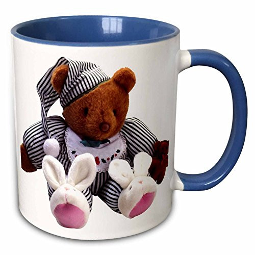 3dRose Teddy Bear - Two Tone Blue Mug, 11 oz, Multicolor