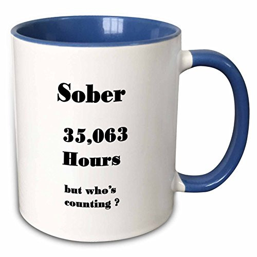 3dRose Image Of Sober 4 Years Or 35063 Hours In Words Two Tone Mug, 11 oz, Blue