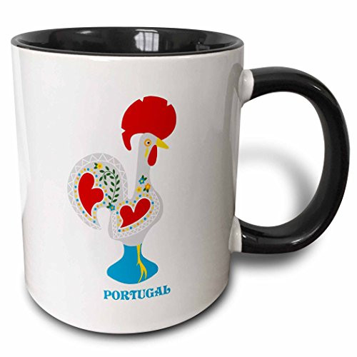 3dRose The White Portuguese Rooster Or Galo De Barceló's Two Tone Mug, 11 oz, Multicolor