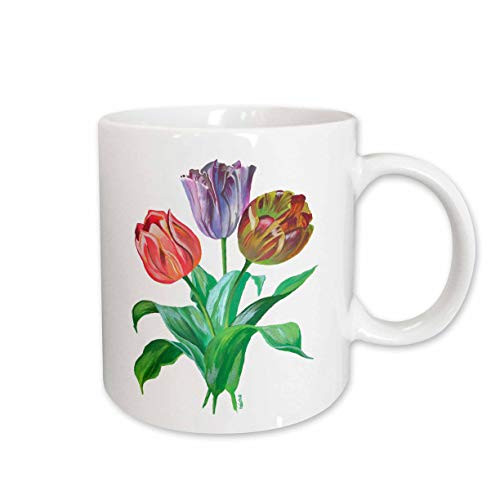 3dRose Flowers Tulips Ceramic Mug, 11-Ounce