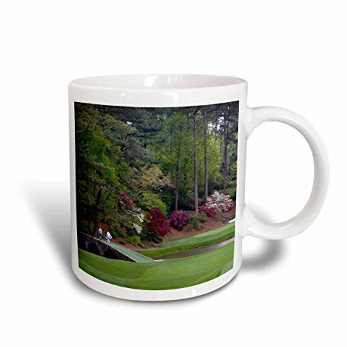 3dRose Amen Corner in Augusta Georgia Golfers on Bridge Ceramic Mug, 15-Ounce