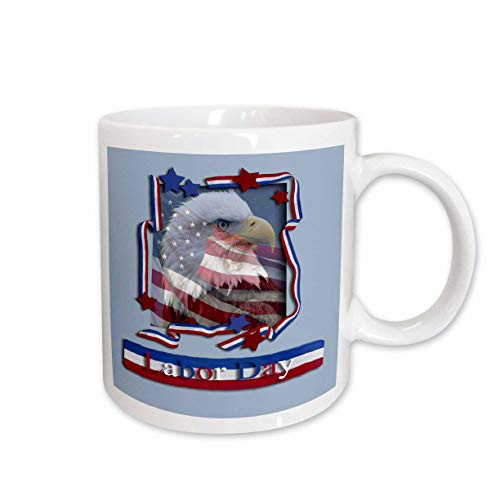 3dRose Labor Day Patriotic Eagle Ceramic Mug, 11-Ounce