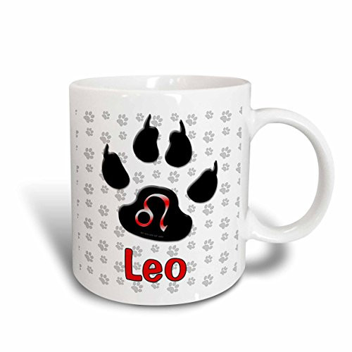 3dRose mug_40721_1 Leo Paw Print Zodiac Dogs Ceramic Mug, 11-Ounce