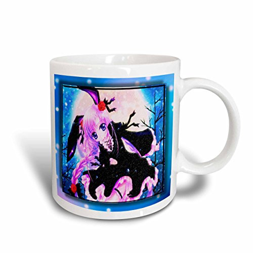 3dRose Bunny Anime Mug, 15 oz, Multicolor