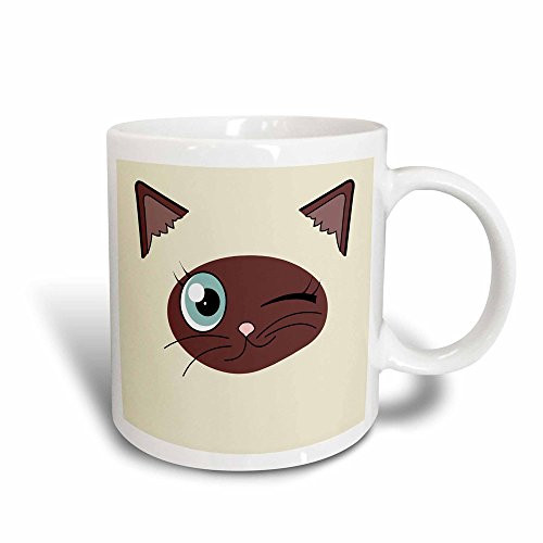 3dRose Cute Winking Cat Siamese Markings Magic Transforming Mug, 11 oz, Black/White 3dRose Cute Winking Cat Siamese Markings Magic Transforming Mug, 11 oz, Black/White