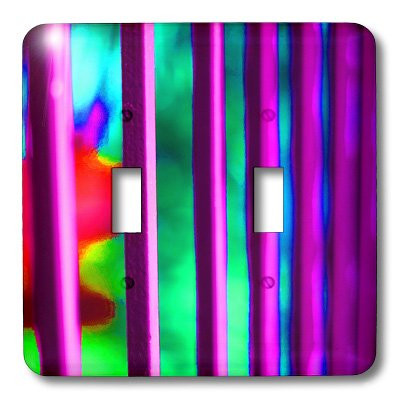3dRose LLC lsp_61315_2 A Rod Iron Fence Done in Purple with A Green, Red, Lime Background Double Toggle Switch