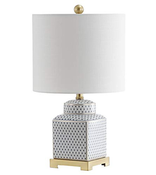 JONATHAN Y JYL3043A Cleo 21.5" Ceramic/Metal Ginger Jar LED Table Lamp, Contemporary, Transitional for Bedroom, Living Room, Office, White/Black