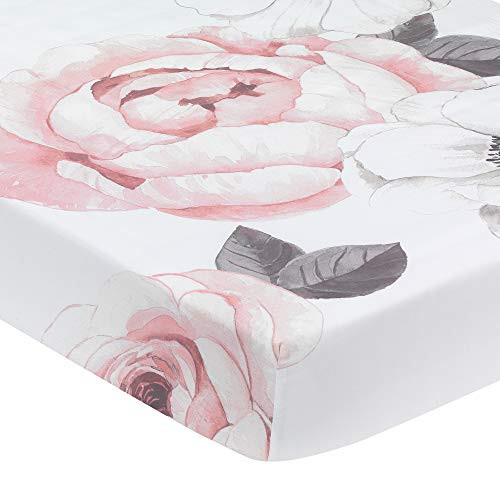 Lambs & Ivy Floral Garden Pink/White Watercolor Cotton Baby Fitted Crib Sheet Lambs & Ivy Floral Garden Pink/White Watercolor Cotton Baby Fitted Crib Sheet