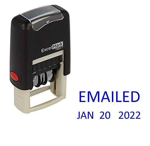 Emailed - ExcelMark Self-Inking Rubber Date Stamp - Compact Size - Blue Ink