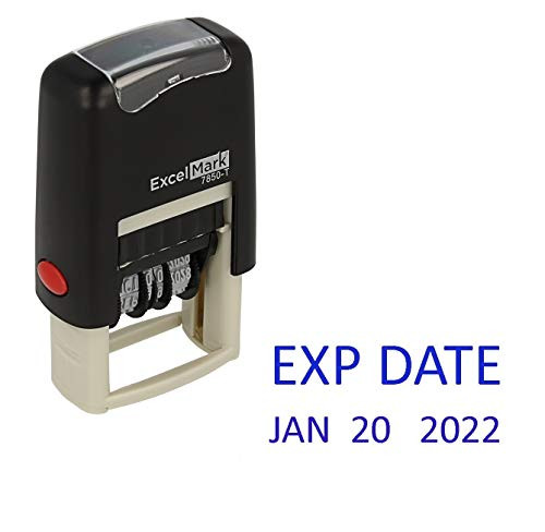 Expiration Date - ExcelMark Self-Inking Rubber Date Stamp - Compact Size - Blue Ink