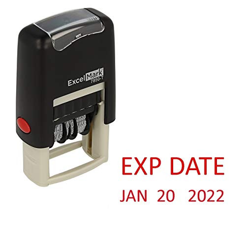 Expiration Date - ExcelMark Self-Inking Rubber Date Stamp - Compact Size - Red Ink