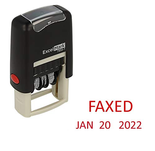 Faxed - ExcelMark Self-Inking Rubber Date Stamp - Compact Size - Red Ink