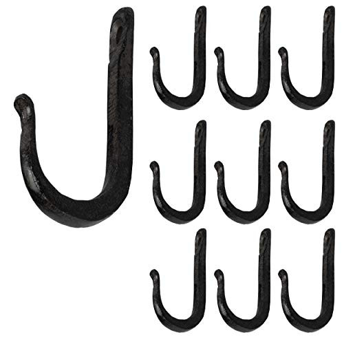 Rustic State Vagon Wall Mount Coat Hanger Hooks Multiuse Entryway Railroad Spike Rack Cast Iron Black Set of 10