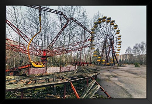Abandoned Amusement Park Attraction Chernobyl Photo Art Print Black Wood Framed Poster 20x14 Abandoned Amusement Park Attraction Chernobyl Photo Art Print Black Wood Framed Poster 20x14