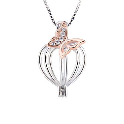 Cerylle 925 Sterling Silver Butterfly Cage Pendants for Pearl, Pearl Cages for Pearl DIY Jewelry Making