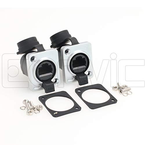 Eonvic RJ45 Panel Mounting Shielded IP65 Waterproof Ethernet LAN Cable Socket Connector 2pcs