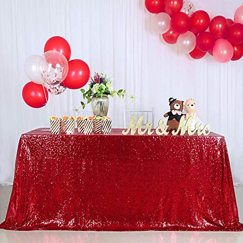 QueenDream 60x102 Inch Red Rectangle Tablecloth Seamless Sequin Tablecloth for Wedding Party Christmas Table Linens QueenDream 60x102 Inch Red Rectangle Tablecloth Seamless Sequin Tablecloth for Wedding Party Christmas Table Linens