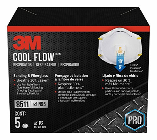 3M 8511HB2-C-PS Sanding & Fiberglass Valved Respirator, 5/Pack