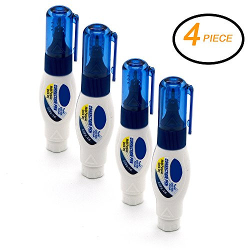 Emraw 5 ml Mini Correction Fluid Pen Multi-Purpose Whiteout with Metal Tip  For School, Office & Home (Pack of 4)