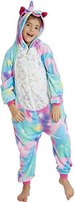 Kids Onesie Pajamas Unicorn Christmas Halloween Cosplay Onesies Fleece Cartoon Animal Costume A Unicorn 130CM(Height 47"-51")