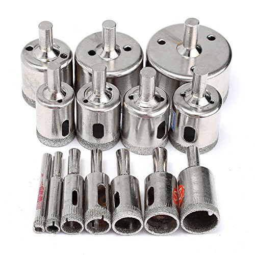 15pcs Diamond Coated Drill Bit Set Tile Marble Glass Ceramic Hole Saw Drilling Bits For Power Tools 6mm-50mm