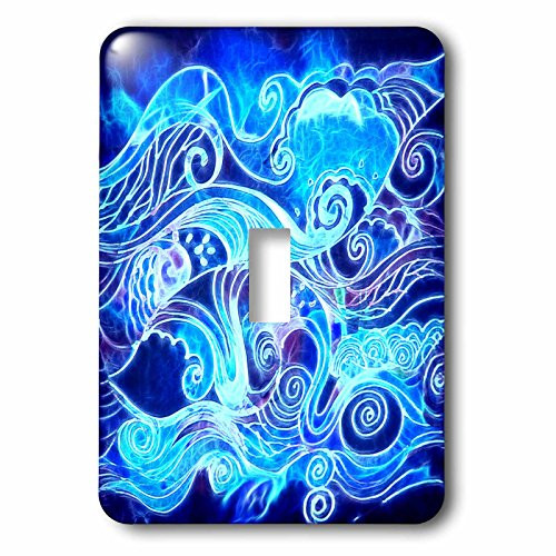 3dRose lsp_116213_1 Abstract Funky Swirl Crashing Ocean Waves Digital Fractal Art - Single Toggle Switch