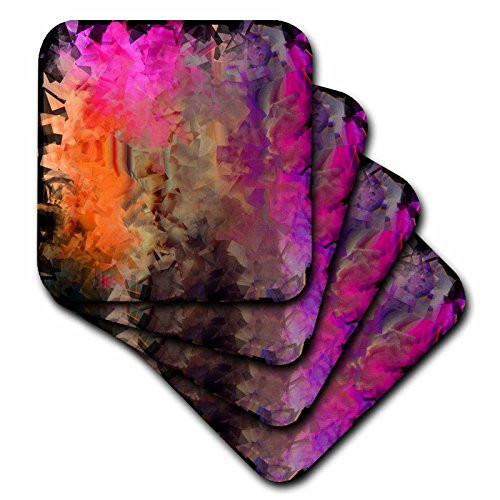 3dRose CST_7695_1 Abstract Pink and Orange by Angelandspot-Soft Coasters, Set of 4