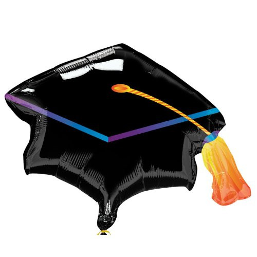 Anagram 31" Black Graduation Cap Foil Balloon, Multicolor