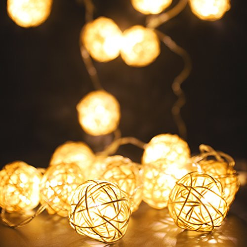 MoKo String Lights 3m/9.8ft 20 LED Rattan Ball Fairy Lights USB & Battery Powered Twinkle Globe Lights for Indoor Bedroom Christmas Wedding Home Decoration - Warm White MoKo String Lights 3m/9.8ft 20 LED Rattan Ball Fairy Lights USB & Battery Powered Twinkle Globe Lights for Indoor Bedroom Christmas Wedding Home Decoration - Warm White