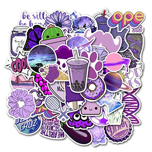 Stickers for Water Bottles, | Big 46-Pack | Cute,Waterproof,Aesthetic,Trendy Stickers for Teens,Girls,Perfect for Laptop,Hydro Flask,Phone,car,Skateboard,Travel| Extra Durable 100% Vinyl (Purple 50) Stickers for Water Bottles, | Big 46-Pack | Cute,Waterproof,Aesthetic,Trendy Stickers for Teens,Girls,Perfect for Laptop,Hydro Flask,Phone,car,Skateboard,Travel| Extra Durable 100% Vinyl (Purple 50)