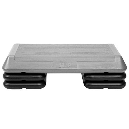 The Step Original Aerobic Platform  Circuit Size Grey Aerobic Platform and Four Original Black Risers Included with 4, 6, and 8 Platform Height Options
