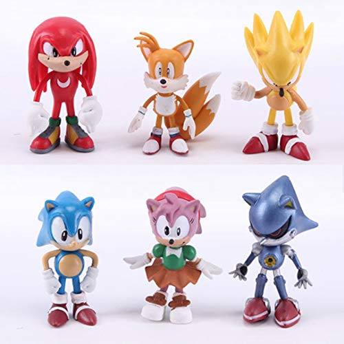 6pcs Sonic The Hedgehog Action Figures Toys The Action Figures Cake Toppers 1.8-2.8in Gifts Cake Toppers Birthday Party Decoration