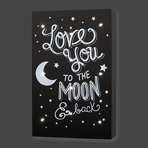 Little Love by NoJo Celestial Lighted Wall Decor, Love You to the Moon and Back, Gray/White