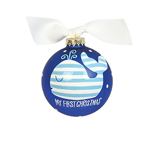 Coton Colors My First Christmas Blue Whale Glass Ornament