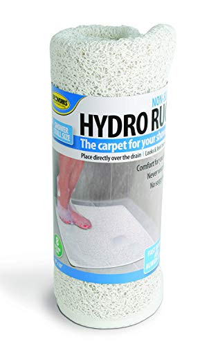 Jobar Non-Slip Grip, Fast Drying Hydro Shower and Bath Rug Great for Elders and Children, White