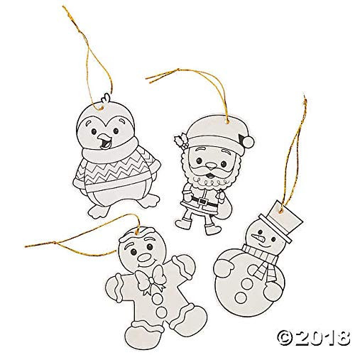 Color Your Own Wood Christmas Char Ornaments - Crafts for Kids and Fun Home Activities