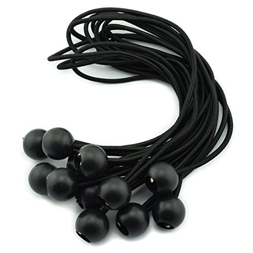 HJ Garden 24pcs 12 Inches (30cm) Ball Bungee Cords Black Elastic String Canopy Tarp Tie Down Straps Tent Fix Rope HJ Garden 24pcs 12 Inches (30cm) Ball Bungee Cords Black Elastic String Canopy Tarp Tie Down Straps Tent Fix Rope