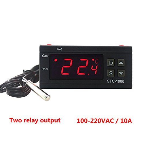 KETOTEK STC-1000 Digital Temperature Controller Digital LED Temperature Controller 110V Thermostat Sensor 2 Relay Output