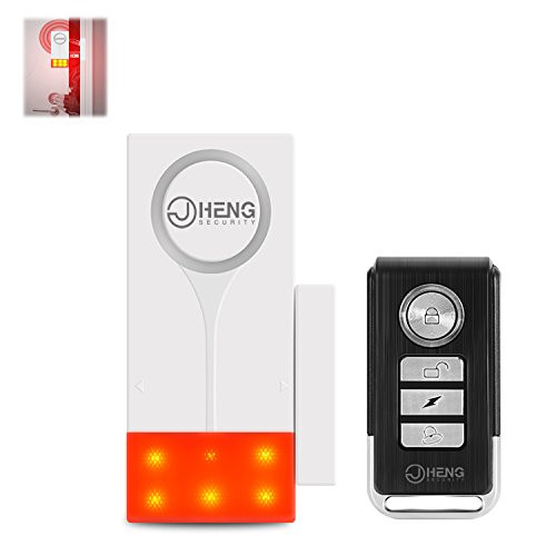 JC Standalone Wireless Remote Control Vibration Alarm Sensor Door Window Home Business Security Sensor Detector Security Alarm with quick flash strobe 105dB Easy Use