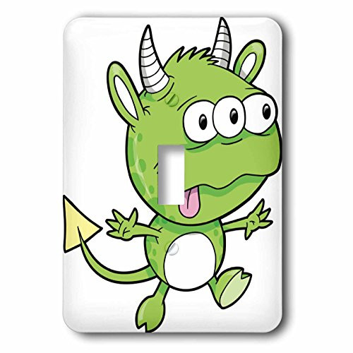 3dRose lsp_102275_1 Adorable Little Green Monster Sticking Out Tongue Single Toggle Switch, Multicolor