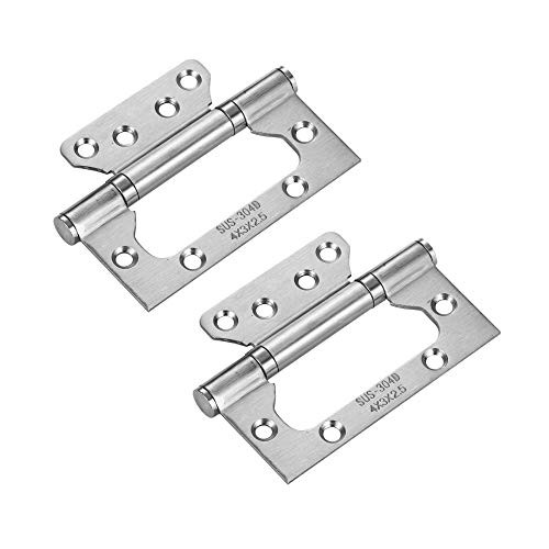 Non-Mortise Door Hinges - Easy to Install, 4" × 3" Stainless Steel Door Hinges - Smooth Movement and Heavy Duty, Silver (Pack of 2)