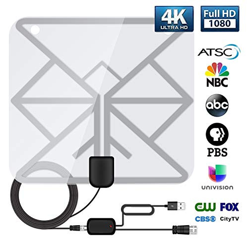 HDTV Antenna, Indoor Digital TV Antenna 60-100 Miles Range, HD Antenna with Amplifier Support 4K 1080P Antenna TV Digital HD Television Local Channels - 16.5Ft Coaxial Cable