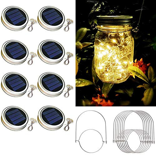 Solar Mason Jar Lid Lights,8 Pack 30 Led Lights Starry Fairy Firefly Jar Lights, Solar Lantern Lights for Outdoor Patio Garden Yard Wedding Decor,8 Hangers Included(Jars Not Included) (Warm White) Solar Mason Jar Lid Lights,8 Pack 30 Led Lights Starry Fairy Firefly Jar Lights, Solar Lantern Lights for Outdoor Patio Garden Yard Wedding Decor,8 Hangers Included(Jars Not Included) (Warm White)