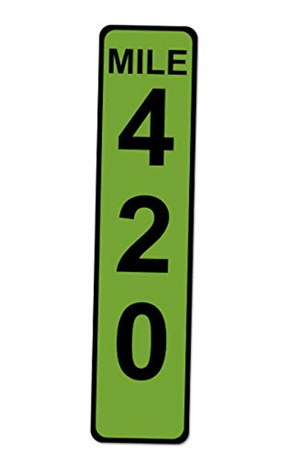 Applicable Pun Lime Green Mile Marker 420-17 Inches Tall by 4 Inches Wide Black Aluminum Sign