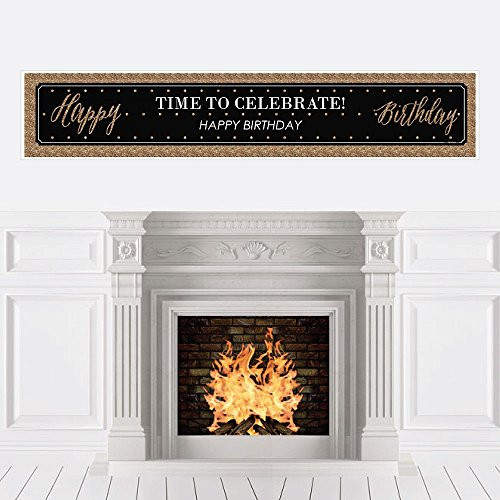 Big Dot of Happiness Chic - Black and Gold - Happy Birthday Decorations Party Banner Big Dot of Happiness Chic - Black and Gold - Happy Birthday Decorations Party Banner