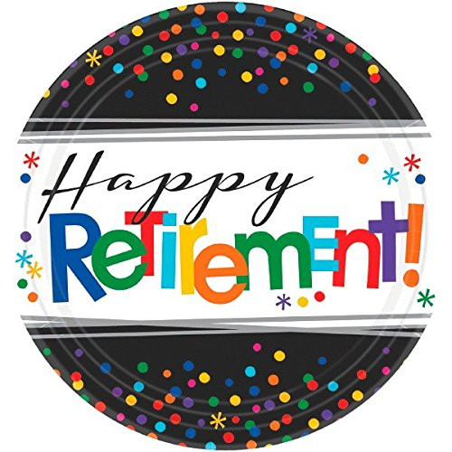 "Happy Retirement" Round Party Plates, 10.5", 8 Ct.