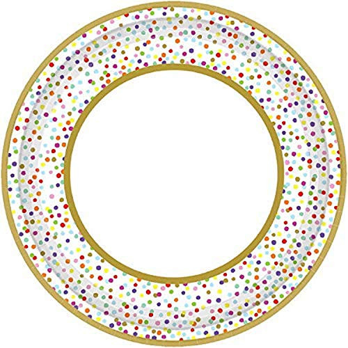 Amscan Rainbow Confetti disposable-plates, 10 1/2", Multicolor