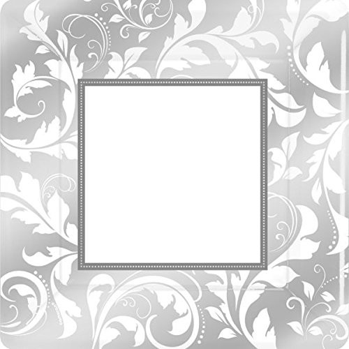 Amscan Silver Wedding Dinner Plates 8ct | Wedding Engagement Party