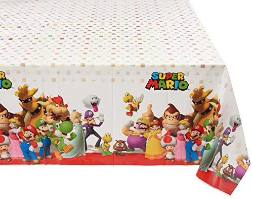 Amscan 571554 Super Mario Brothers Multicolor Plastic Table Cover, Party Favor 54" x 96" 1 ct